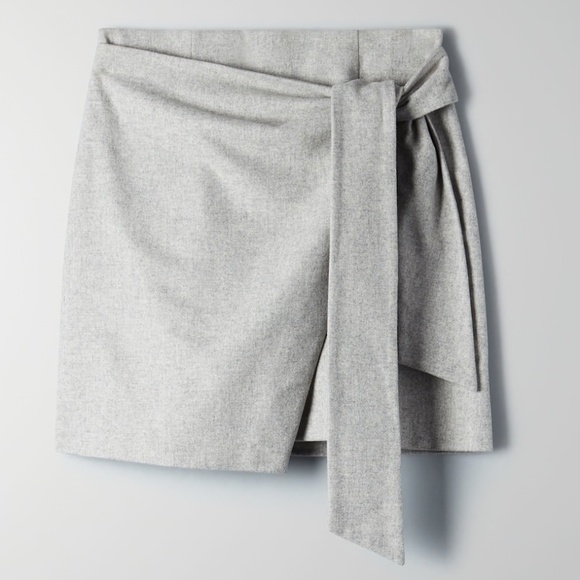 Aritzia Wilfred wrap-front skirt Grey wool & cashmere - Picture 1 of 3